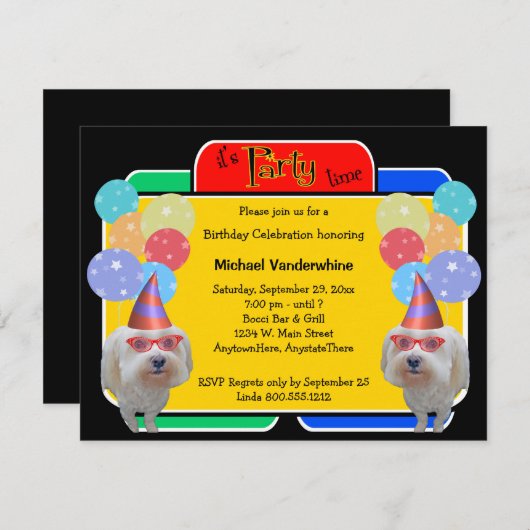 Maltese Birthday Barker Kaart (Voorkant / Achterkant)