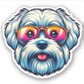 Maltese Bow Stropdas Vinyl Sticker (Voorkant)