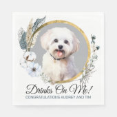 Maltese bruiloft servetten met honden Foto (Voorkant)