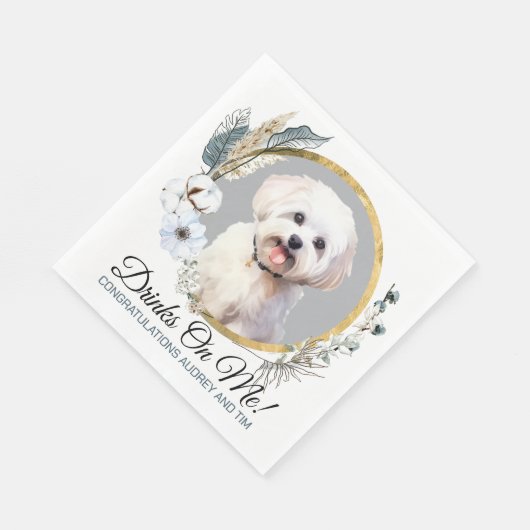 Maltese bruiloft servetten met honden Foto (Hoek)