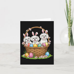 Maltese Bunny Paasmand Ei Paasdag Vrouwen Kaart