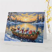 Maltese Christmas Boat Holiday Kaart (Gele Bloem)