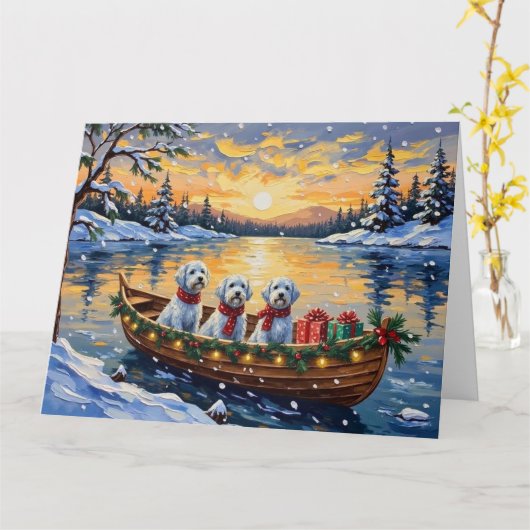 Maltese Christmas Boat Holiday Kaart (Gele Bloem)