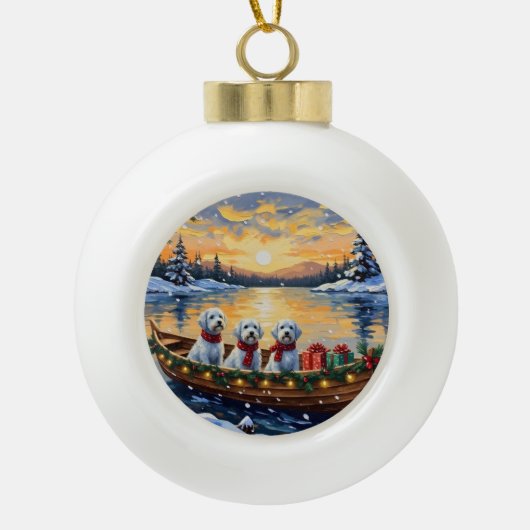 Maltese Christmas Boat Holiday Keramische Bal Ornament (Voorkant)