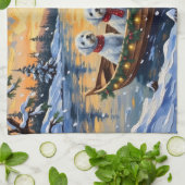 Maltese Christmas Boat Holiday Theedoek (Gevouwen)