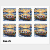 Maltese Christmas Boat Holiday Vierkante Sticker (Vel)