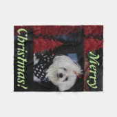 Maltese Christmas Fleece Deken (Voorkant (Horizontaal))