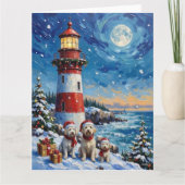Maltese Christmas Lighthouse Holiday Kaart (Voorkant)