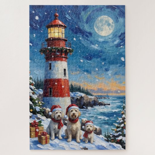 Maltese Christmas Lighthouse Holiday Legpuzzel (Verticaal)
