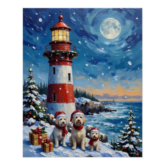 Maltese Christmas Lighthouse Holiday Perfect Poster (Voorkant)