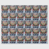 Maltese Christmas Red Truck Holiday Cadeaupapier (Vlak)