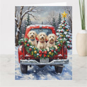 Maltese Christmas Red Truck Holiday Kaart (Voorkant)