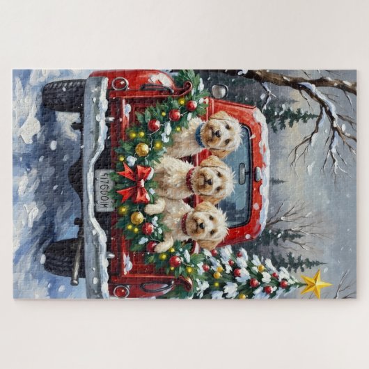 Maltese Christmas Red Truck Holiday Legpuzzel (Horizontaal)