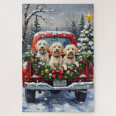Maltese Christmas Red Truck Holiday Legpuzzel (Verticaal)