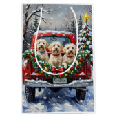 Maltese Christmas Red Truck Holiday Medium Cadeauzakje (Voorkant)