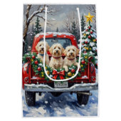 Maltese Christmas Red Truck Holiday Medium Cadeauzakje (Achterkant)