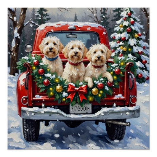 Maltese Christmas Red Truck Holiday Perfect Poster (Voorkant)