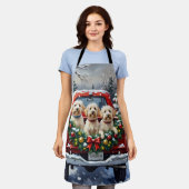 Maltese Christmas Red Truck Holiday Schort (Gedragen)