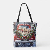 Maltese Christmas Red Truck Holiday Tote Bag (Achterkant)