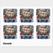 Maltese Christmas Red Truck Holiday Vierkante Sticker (Vel)