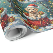 Maltese Christmas Santa Bag Adventure Cadeaupapier (Rol Hoek)