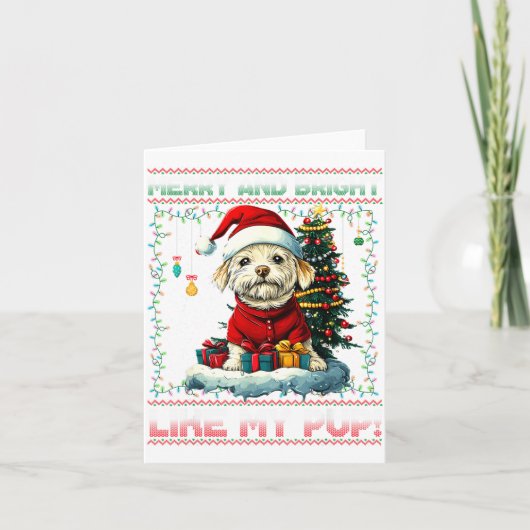 Maltese Christmas Tree Lights Decorations Dog Love Kaart (Voorkant)