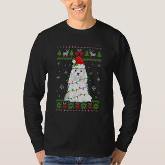 Maltese Christmas Ugly Sweater Dog T-shirt