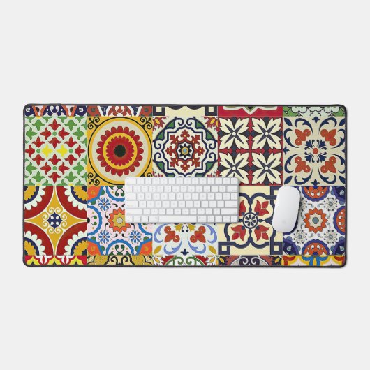 Maltese Classic Tegels Patroon van Malta Desk Mat (Keyboard & Muis)