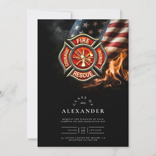 Maltese Cross Brandweerman Afstuderen Kaart (Voorkant)