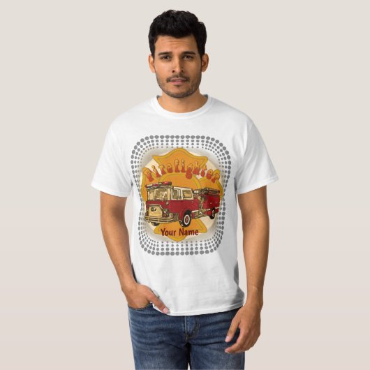 Maltese Cross brandweerman brandweerwagen T-shirt, T-shirt (Voorkant volledig)