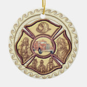 Maltese Cross Firefighter aangepaste brandweerlied Keramisch Ornament (Voorkant)