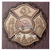 Maltese Cross Firefighter aangepaste Tegel Tegeltje (Voorkant)