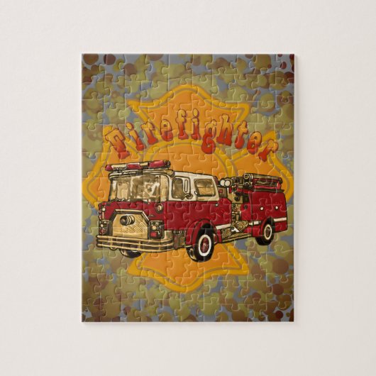 Maltese Cross Firetruck Brandweerman puzzel Legpuzzel (Verticaal)