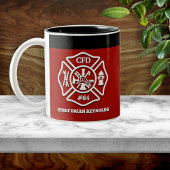 Maltese Cross Personalized Firefighter Tweekleurige Koffiemok