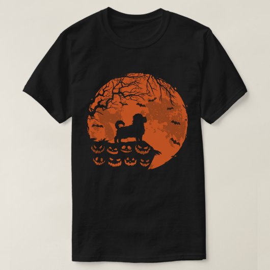Maltese Dog And Moon Halloween Dog Lover Gift T-shirt (Design voorkant)