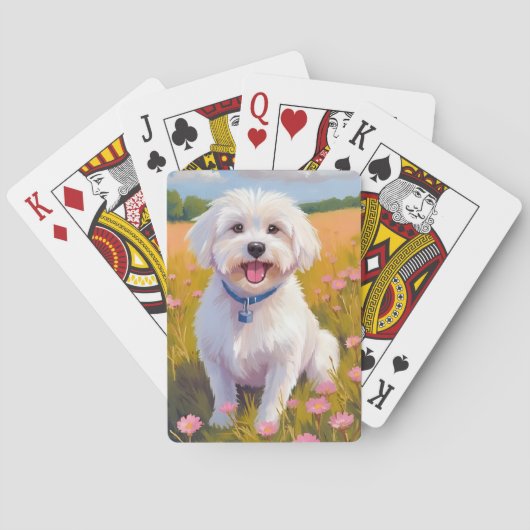 Maltese Dog Flower Field Painting Card Pokerkaarten (Achterkant)