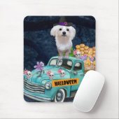 Maltese Dog Halloween Truck Scary Night Muismat (Met muis)