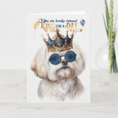 Maltese Dog King for a Day Funny Birthday Kaart (Voorkant)