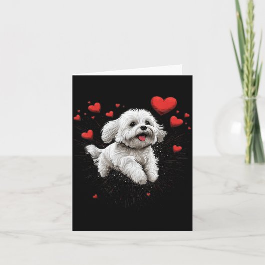 Maltese Dog Love Heart For Valentines Day Maltese  Kaart (Voorkant)