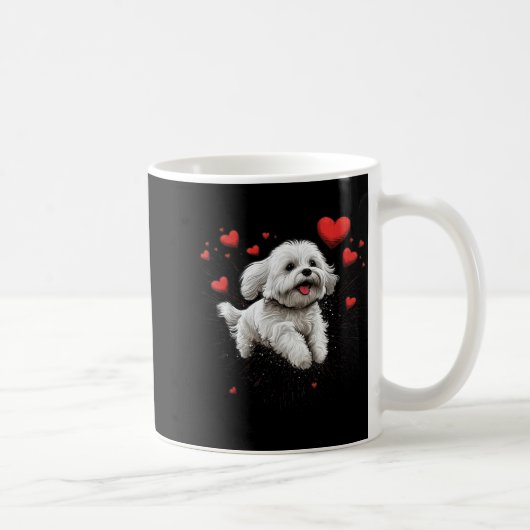 Maltese Dog Love Heart For Valentines Day Maltese Koffiemok (Rechts)