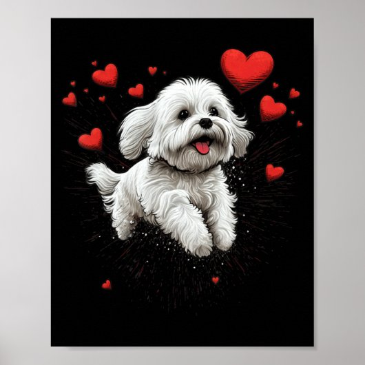 Maltese Dog Love Heart For Valentines Day Maltese  Poster (Voorkant)