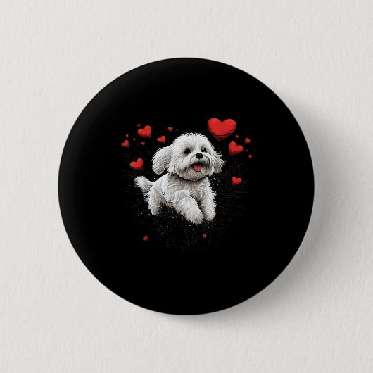 Maltese Dog Love Heart For Valentines Day Maltese  Ronde Button 5,7 Cm (Voorkant)
