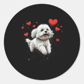Maltese Dog Love Heart For Valentines Day Maltese  Ronde Sticker (Voorkant)