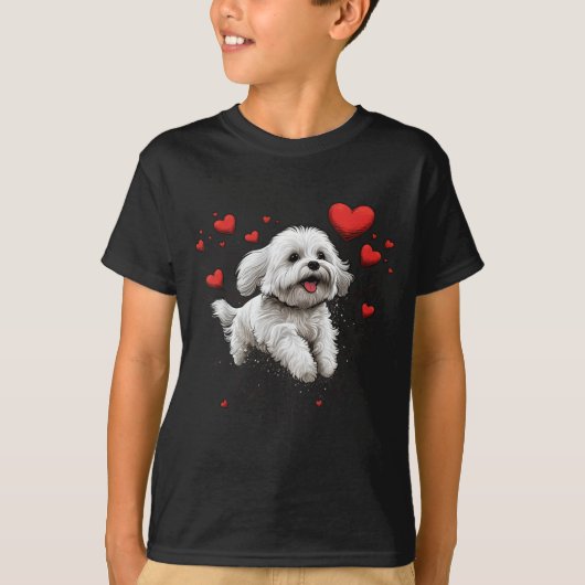 Maltese Dog Love Heart For Valentines Day Maltese  T-shirt (Voorkant)