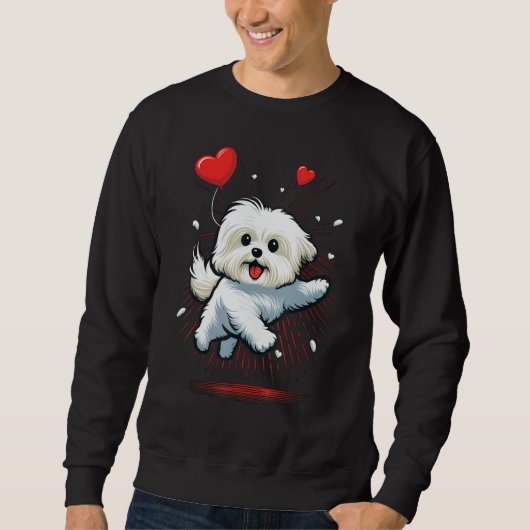 Maltese dog Love Heart for Valentines Day Maltese  Trui (Voorkant)