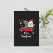Maltese Dog Ride Red Truck Kerstmis Pajama Kaart (Staand voorkant)