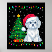 Maltese Dog Santa Hat Men Women Kids Christmas Tre Poster (Voorkant)