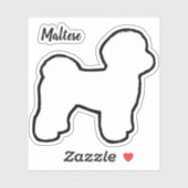 Maltese Dog Silhouette Vinyl Sticker (Vel)