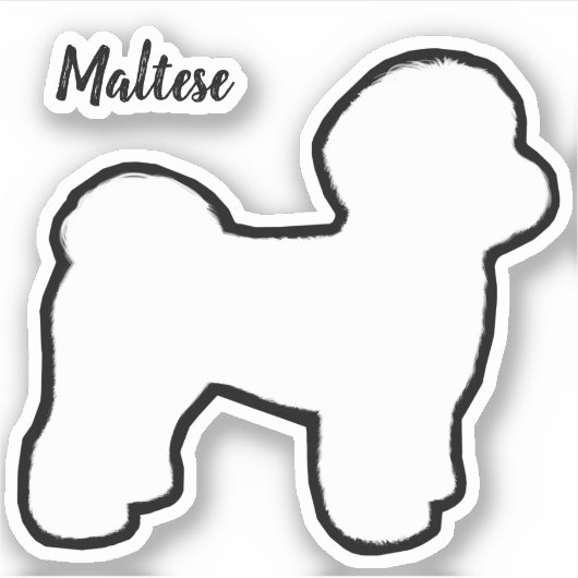 Maltese Dog Silhouette Vinyl Sticker (Voorkant)