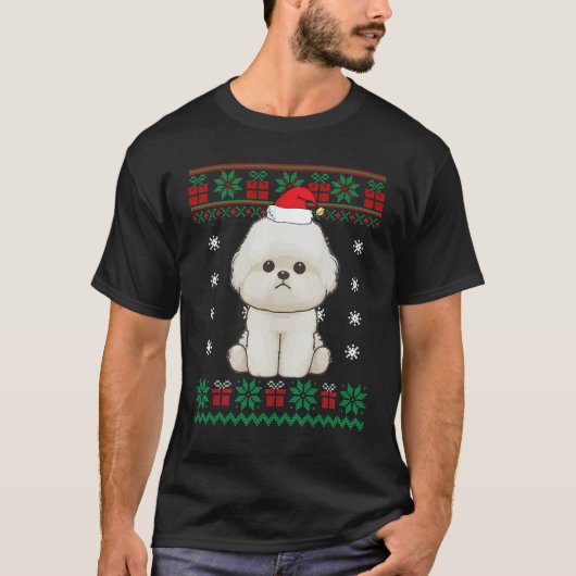 Maltese Dog Ugly Sweater Christmas  for Puppy Dog T-shirt (Voorkant)